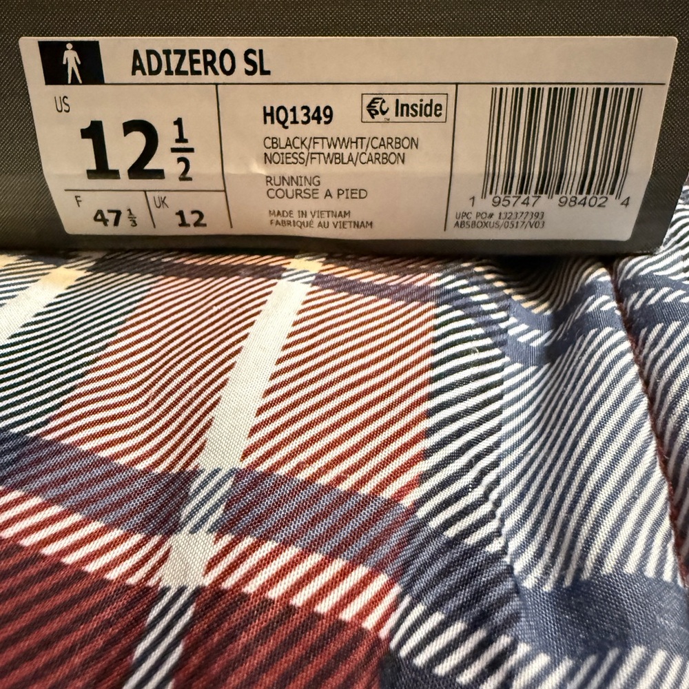 Adidas Adizero SL Black and White Sneakers
